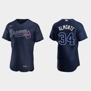Abraham Almonte Braves Navy Authentic Jersey