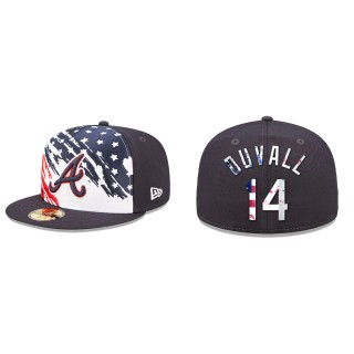 Adam Duvall Atlanta Braves Navy 2022 4th of July Independence Day On-Field 59FIFTY Fitted Hat