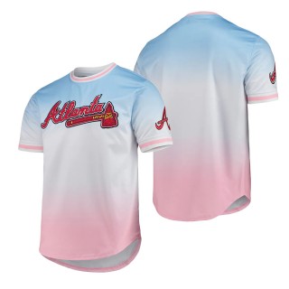 Men's Atlanta Braves Blue Pink Ombre T-Shirt