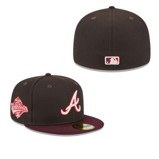 Men's Atlanta Braves Brown Maroon Chocolate Strawberry 59FIFTY Fitted Hat