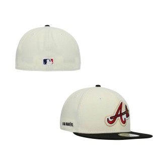 Men's Atlanta Braves New Era Cream Black Social Status x MLB 59FIFTY Fitted Hat