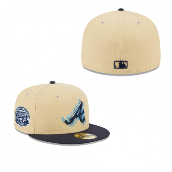 Atlanta Braves Cream Navy MLB NWE Illusion 59FIFTY Fitted Cap