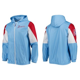 Men's Atlanta Braves Mitchell & Ness Light Blue Throw It Back Full-Zip Windbreaker Jacket