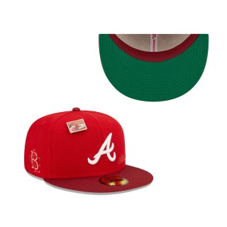 Atlanta Braves Scarlet Cardinal MLB x Big League Chew Slammin' Strawberry Flavor Pack 59FIFTY Fitted Hat