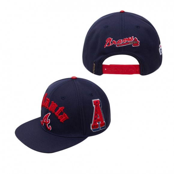 Men's Atlanta Braves Pro Standard Navy 2021 World Series Old English Snapback Hat