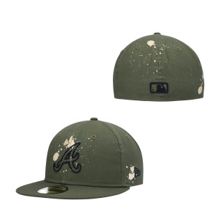 Atlanta Braves New Era Splatter 59FIFTY Fitted Hat Olive