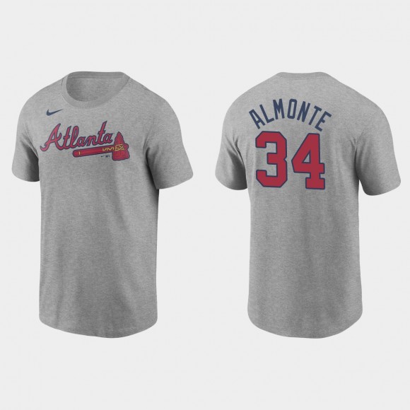 Braves Abraham Almonte Name & Number Gray Nike T-Shirt