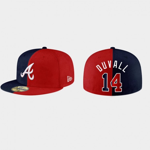 Adam Duvall Braves Navy Red Split 59FIFTY Fitted Hat