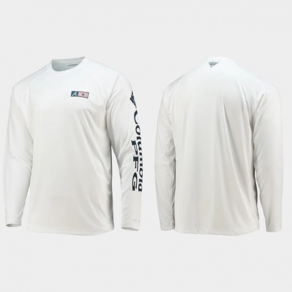 Braves Americana Terminal Tackle Omni-Shade White Raglan Long Sleeve T-Shirt