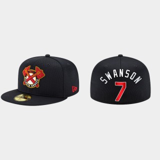 Dansby Swanson Braves Navy 2021 Clubhouse 59FIFTY Hat