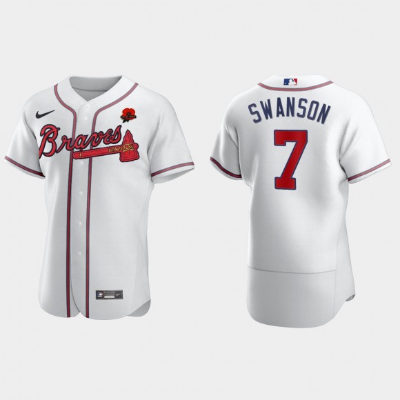 Dansby Swanson Braves White 2021 Memorial Day Jersey
