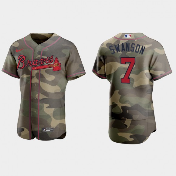 Dansby Swanson Braves Camo Armed Forces Day Jersey