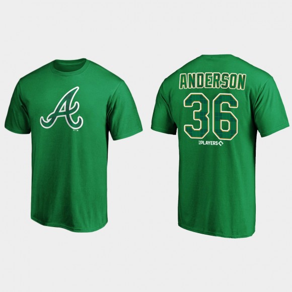 Braves Ian Anderson 2021 St. Patrick's Day Green Emerald Plaid T-Shirt