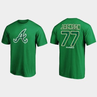 Braves Luke Jackson 2021 St. Patrick's Day Green Emerald Plaid T-Shirt