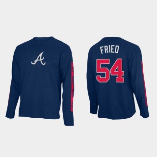 Braves Max Fried Team Taped Navy Long Sleeve T-Shirt