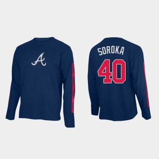 Braves Mike Soroka Team Taped Navy Long Sleeve T-Shirt