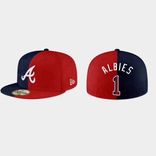 Ozzie Albies Braves Navy Red Split 59FIFTY Fitted Hat