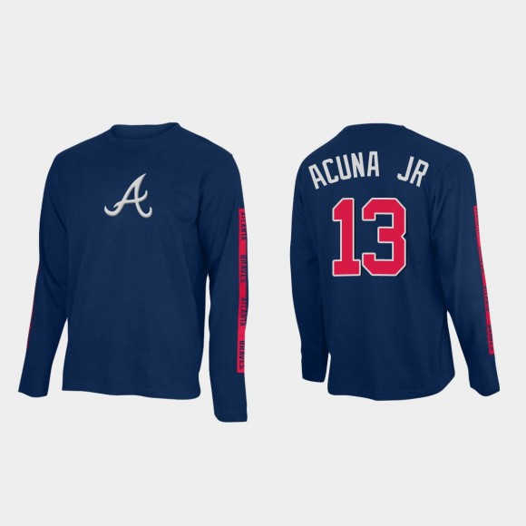 Braves Ronald Acuna Jr. Team Taped Navy Long Sleeve T-Shirt