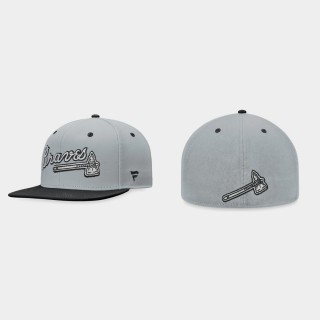 Braves Gray Black Team Fitted Fanatics Branded Hat