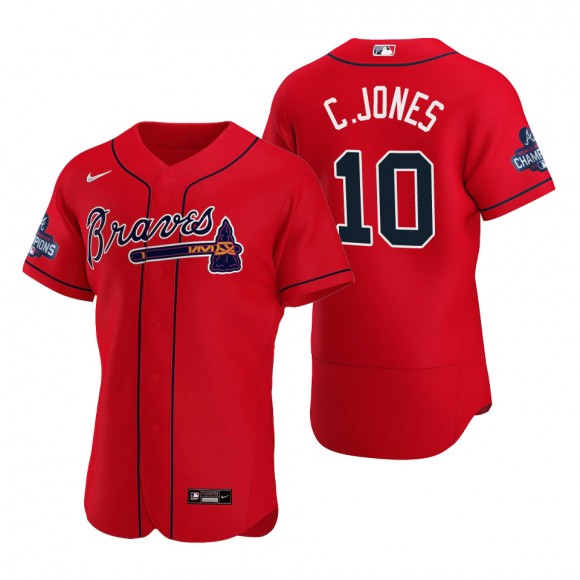 Chipper Jones Atlanta Braves Nike Red Alternate 2021 World Series Champions Authentic Jersey