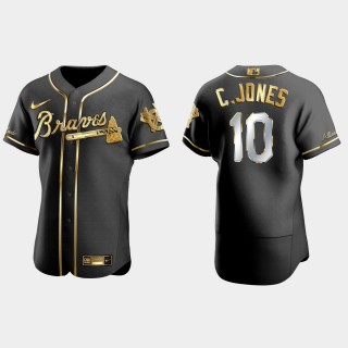 Chipper Jones Braves Black Gold Edition Jersey