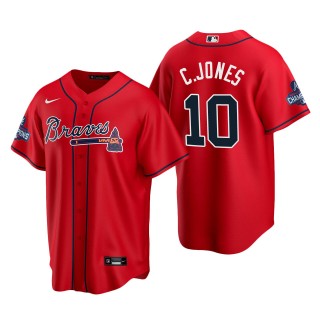 Chipper Jones Men's Atlanta Braves Nike Red Alternate 2021 World Series Champions Replica Jersey