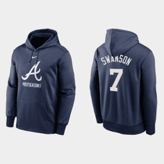 Dansby Swanson Braves Navy 2020 Postseason Authentic Collection Hoodie