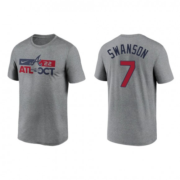 Dansby Swanson Atlanta Braves Heather Charcoal 2022 Postseason T-Shirt