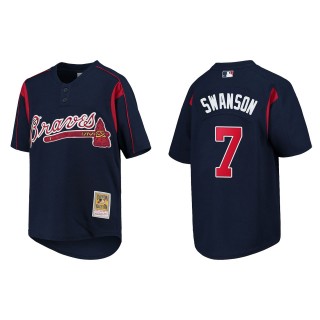 Dansby Swanson Atlanta Braves Mitchell & Ness Navy Cooperstown Collection Mesh Batting Practice Jersey