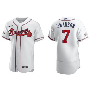 Dansby Swanson Atlanta Braves White 2022 Postseason Authentic Jersey