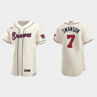 Dansby Swanson Braves Cream Authentic Jersey