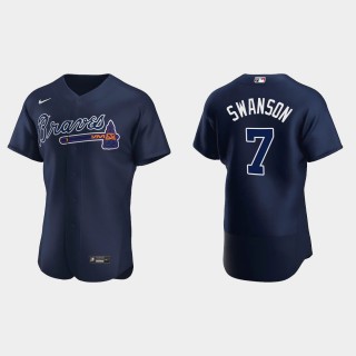 Dansby Swanson Braves Navy Authentic Jersey