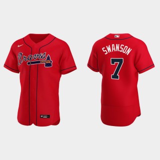 Dansby Swanson Braves Red Authentic Jersey