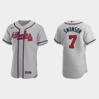 Dansby Swanson Braves Gray Authentic Jersey
