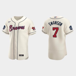 Dansby Swanson Braves Cream 2021 World Series Authentic Jersey