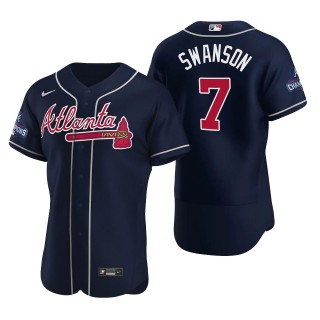 Dansby Swanson Atlanta Braves Nike Navy 2021 World Series Champions Authentic Jersey
