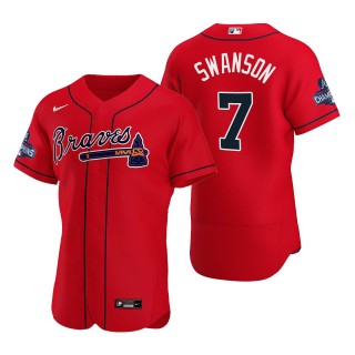 Dansby Swanson Atlanta Braves Nike Red Alternate 2021 World Series Champions Authentic Jersey
