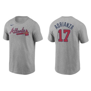 Men's Atlanta Braves Ehire Adrianza Gray Name & Number T-Shirt