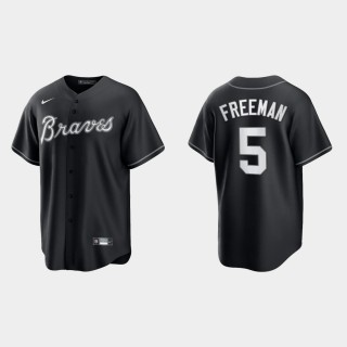 Braves Freddie Freeman Black White 2021 All Black Fashion Jersey