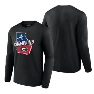 Men's Georgia Bulldogs x Atlanta Braves Fanatics Branded Black 2021 State of Champions Long Sleeve T-Shirt