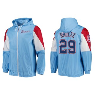 John Smoltz Men's Atlanta Braves Mitchell & Ness Light Blue Throw It Back Full-Zip Windbreaker Jacket
