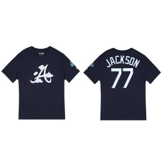 Luke Jackson Atlanta Braves Navy Clouds T-Shirt