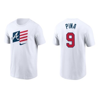 Manny Pina Men's Atlanta Braves Nike White Americana Flag T-Shirt