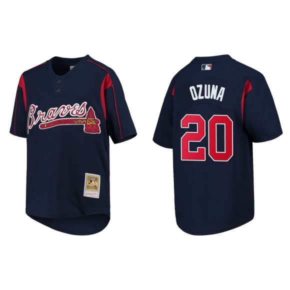 Marcell Ozuna Atlanta Braves Mitchell & Ness Navy Cooperstown Collection Mesh Batting Practice Jersey