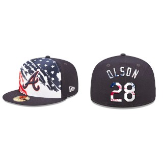 Matt Olson Atlanta Braves Navy 2022 4th of July Independence Day On-Field 59FIFTY Fitted Hat