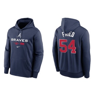 Max Fried Atlanta Braves Navy 2022 Postseason Authentic Collection Dugout Pullover Hoodie