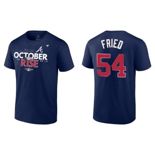 Max Fried Atlanta Braves Fanatics Branded Navy 2022 Postseason Locker Room T-Shirt