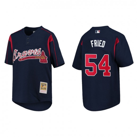 Max Fried Atlanta Braves Mitchell & Ness Navy Cooperstown Collection Mesh Batting Practice Jersey