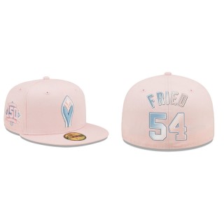 Max Fried Atlanta Braves Pink 150th Anniversary Undervisor 59FIFTY Fitted Hat