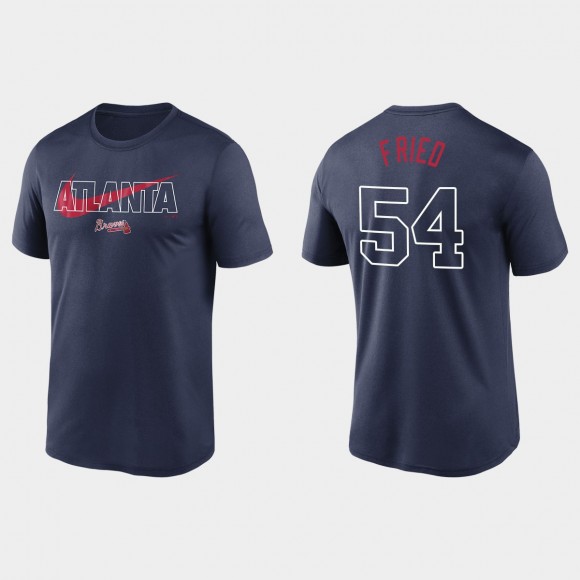 Max Fried Braves City Swoosh Navy Legend Performance T-Shirt